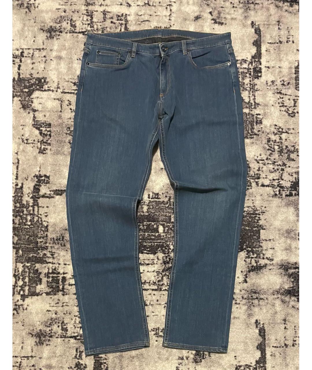 ERMENEGILDO ZEGNA XXX Синие хлопко-эластановые прямые джинсы, фото 8