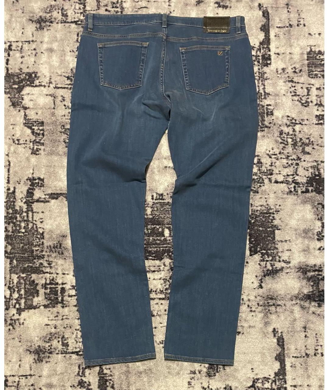 ERMENEGILDO ZEGNA XXX Синие хлопко-эластановые прямые джинсы, фото 2