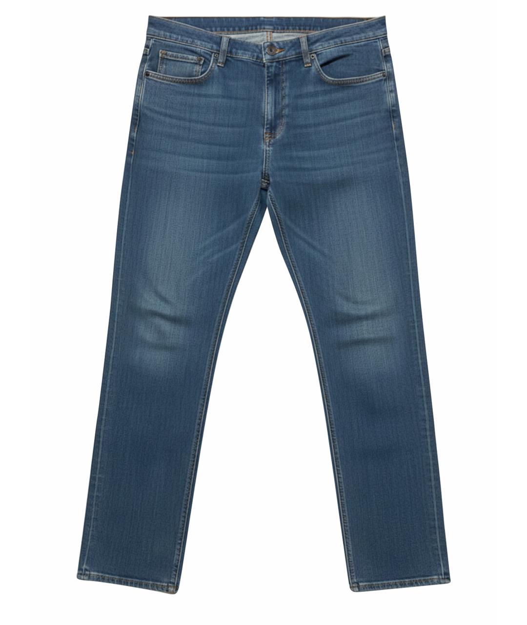 ERMENEGILDO ZEGNA XXX Синие хлопко-эластановые прямые джинсы, фото 1