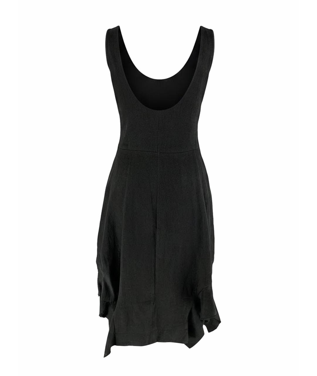 YOHJI YAMAMOTO Черное льняное повседневное платье, фото 1