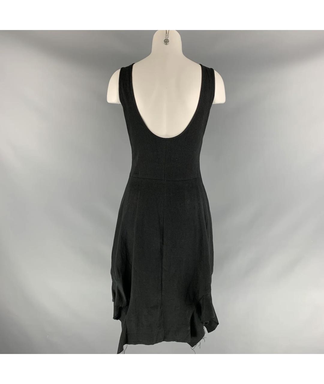 YOHJI YAMAMOTO Черное льняное повседневное платье, фото 4