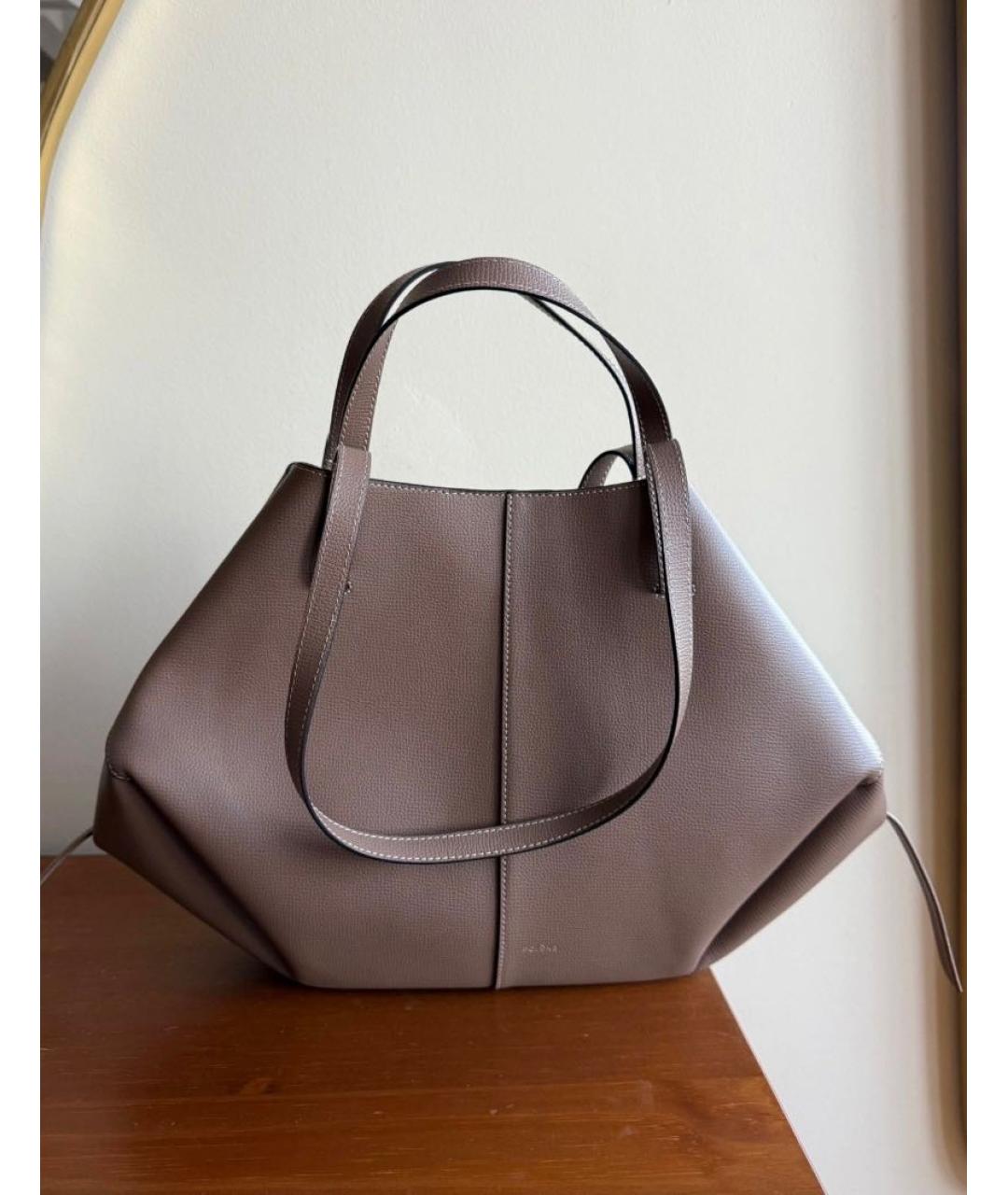 POLENE Бежевая кожаная сумка тоут, фото 3