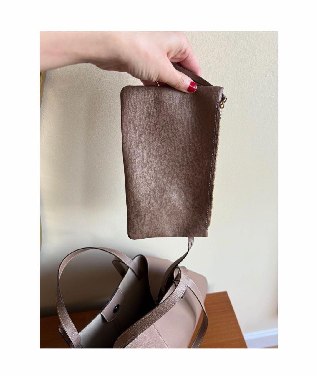 POLENE Бежевая кожаная сумка тоут, фото 5