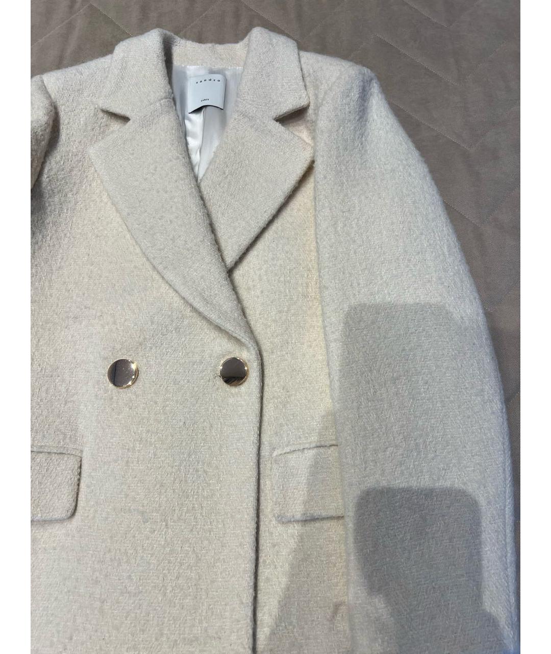 SANDRO Белое вискозное пальто, фото 4