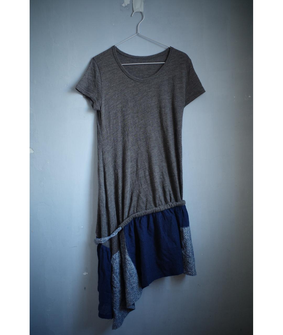YOHJI YAMAMOTO Серое шерстяное повседневное платье, фото 6