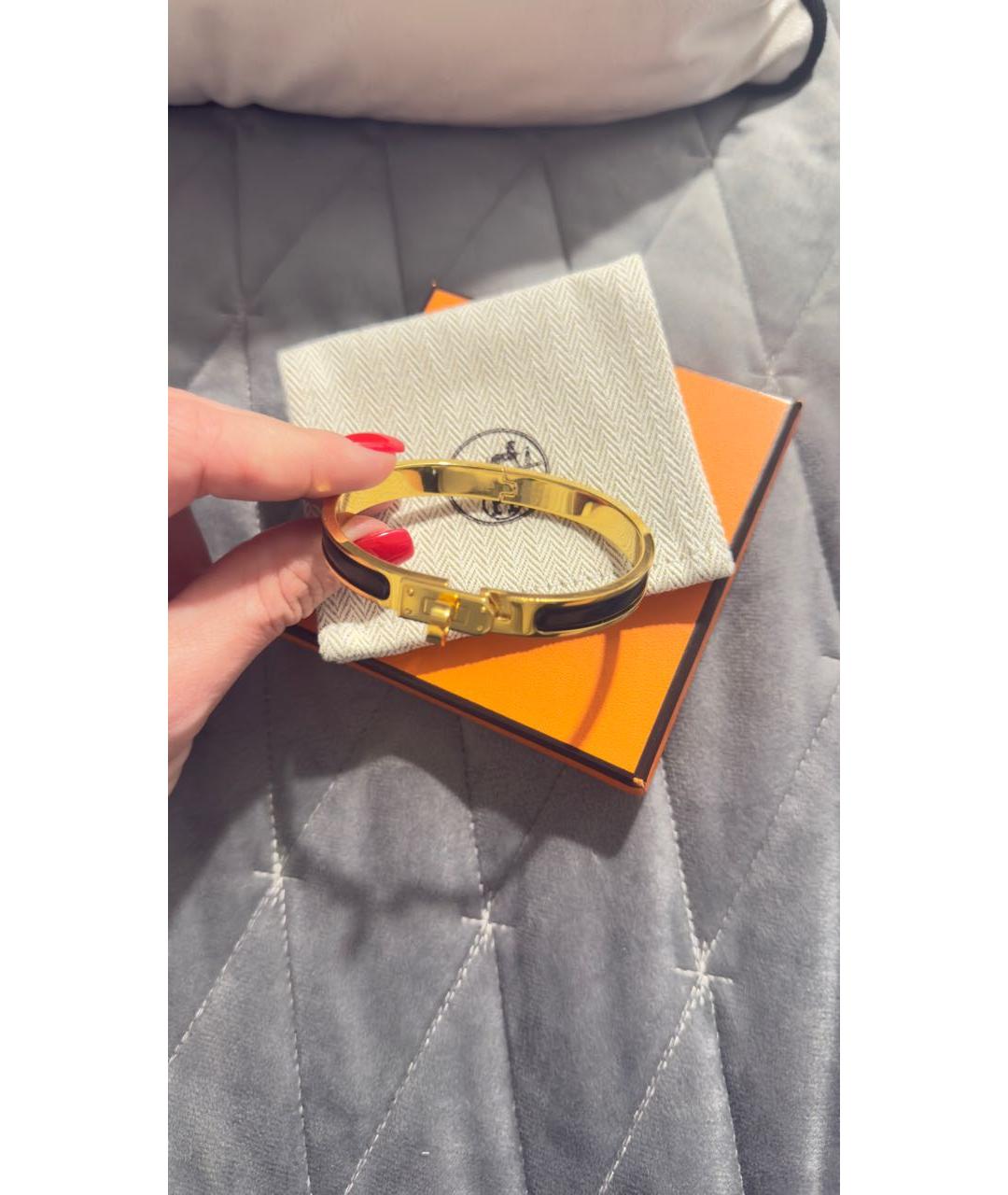 HERMES Золотой металлический браслет, фото 3