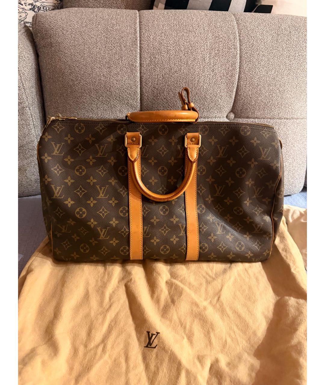 LOUIS VUITTON Коричневая дорожная/спортивная сумка, фото 8