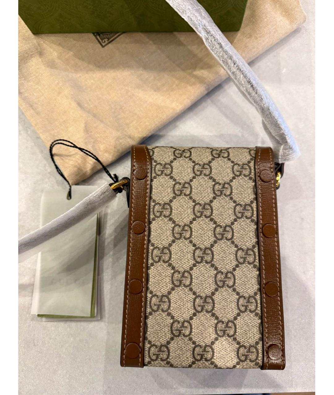 GUCCI Коричневая тканевая сумка через плечо, фото 3