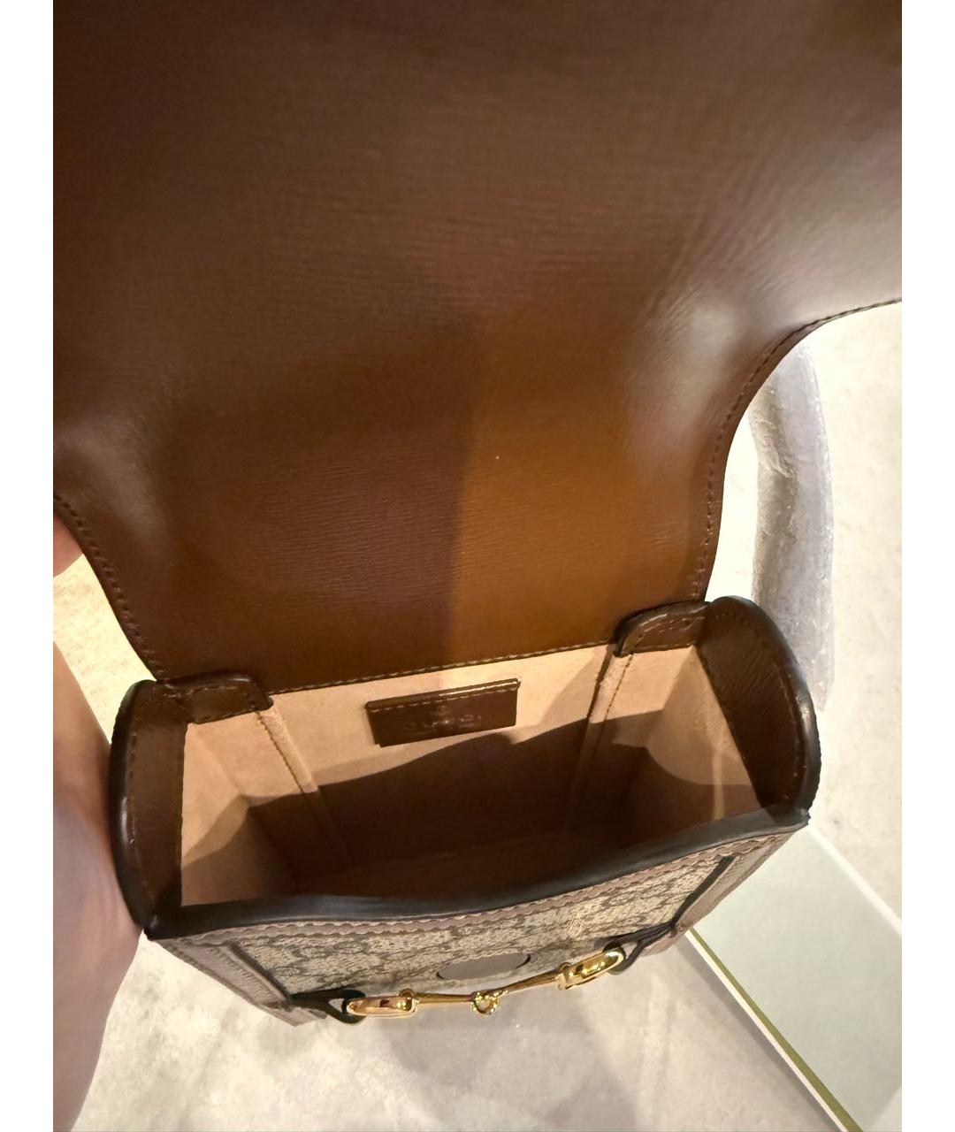 GUCCI Коричневая тканевая сумка через плечо, фото 4