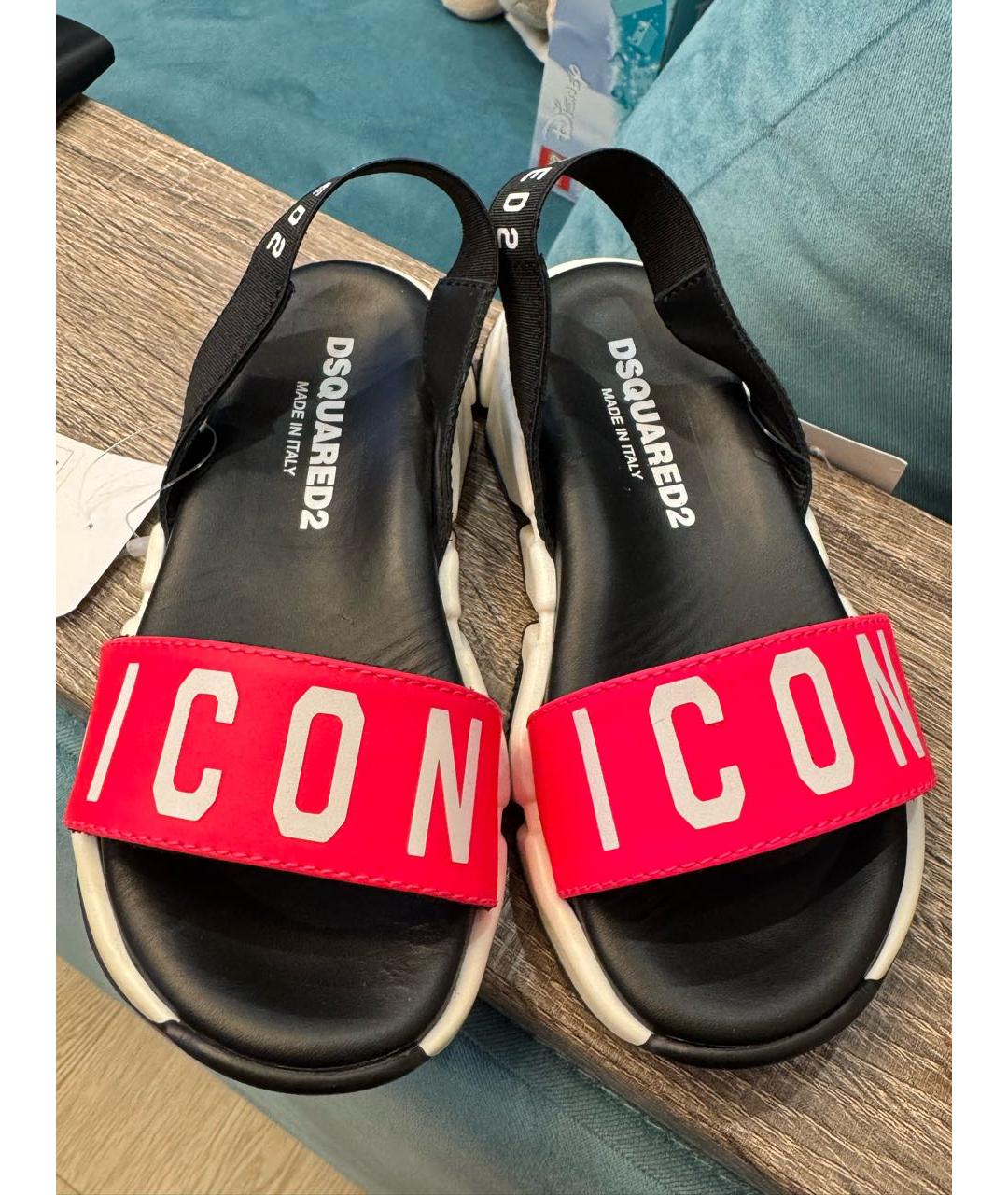 DSQUARED2 Розовые кожаные сандалии и шлепанцы, фото 2