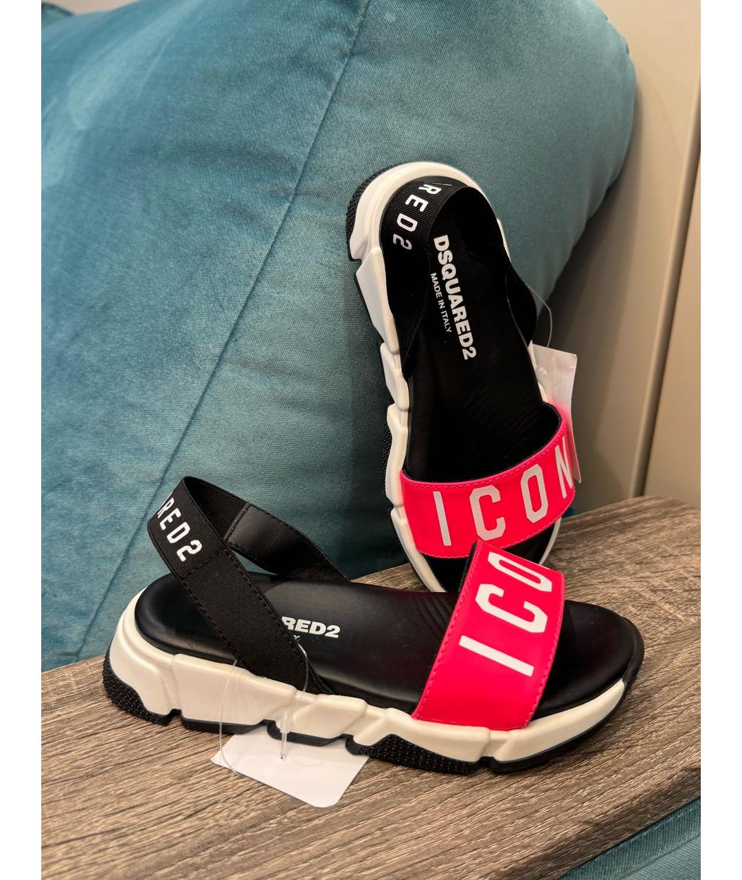 DSQUARED2 Розовые кожаные сандалии и шлепанцы, фото 7