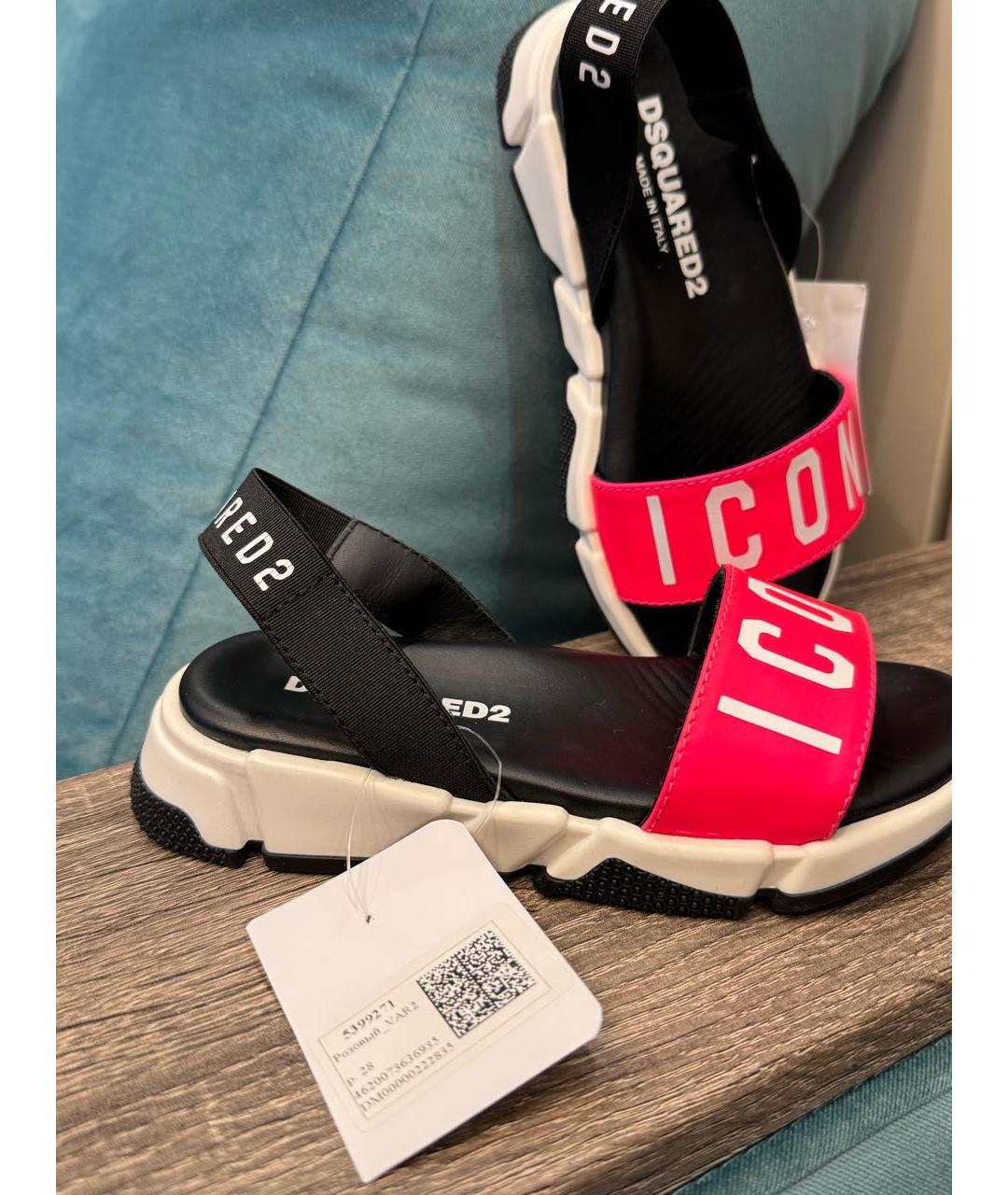 DSQUARED2 Розовые кожаные сандалии и шлепанцы, фото 5