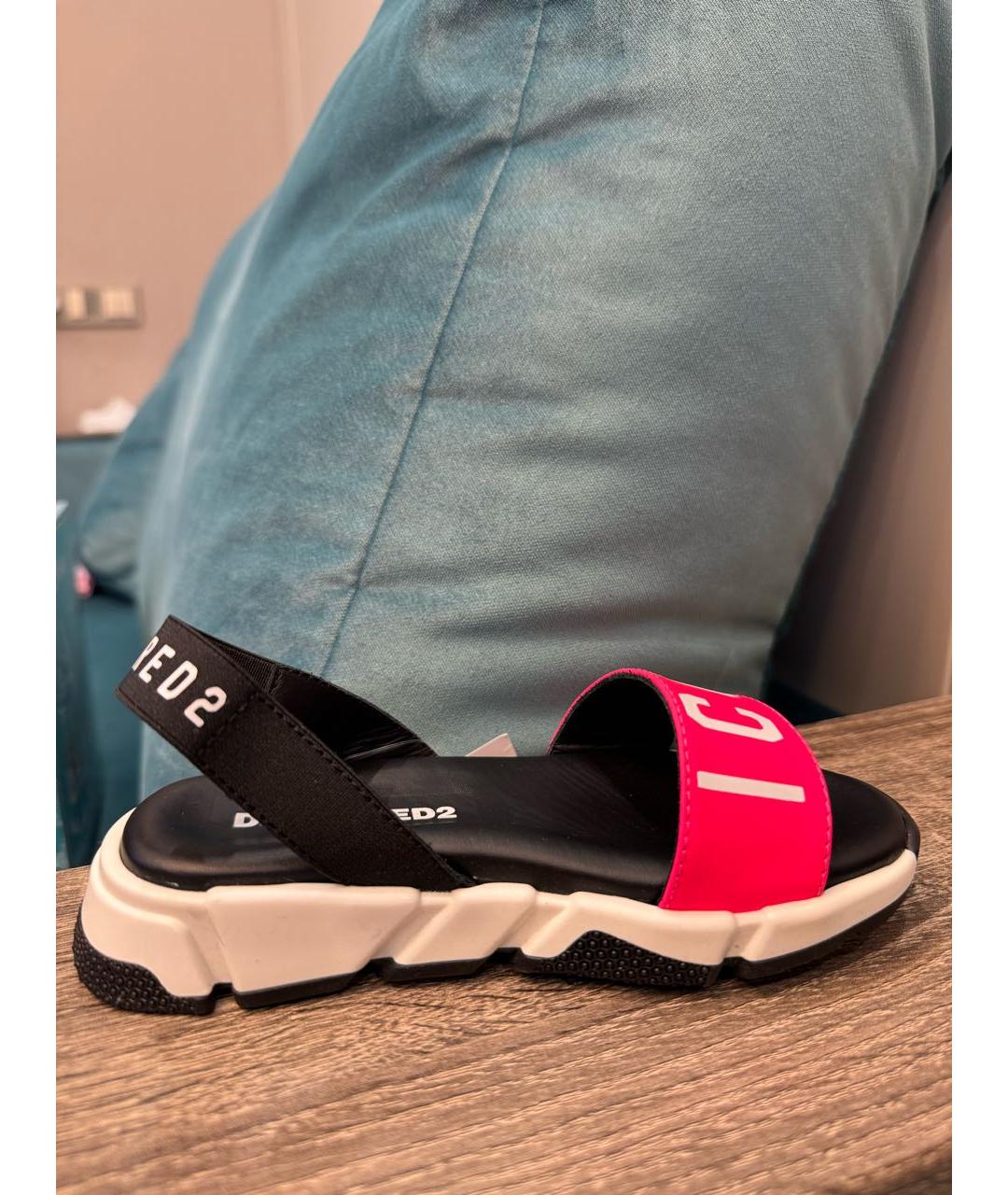 DSQUARED2 Розовые кожаные сандалии и шлепанцы, фото 8