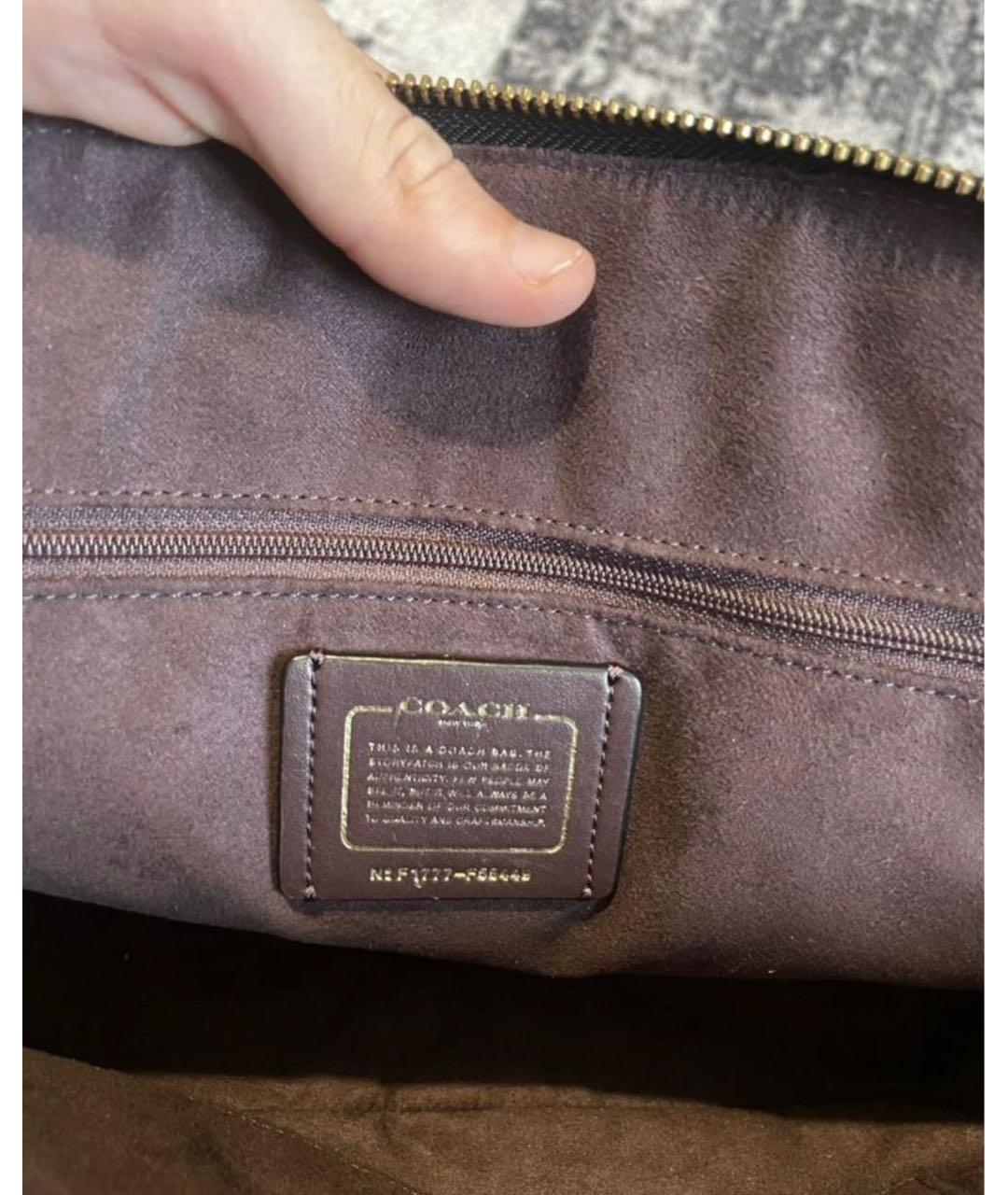 COACH Черная сумка с короткими ручками из лакированной кожи, фото 6