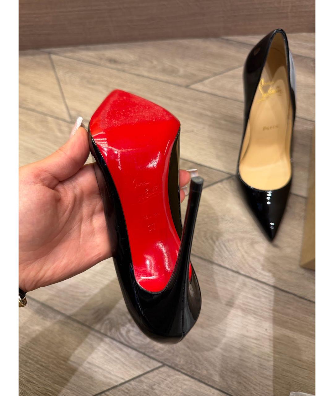 CHRISTIAN LOUBOUTIN Черные кожаные туфли, фото 4