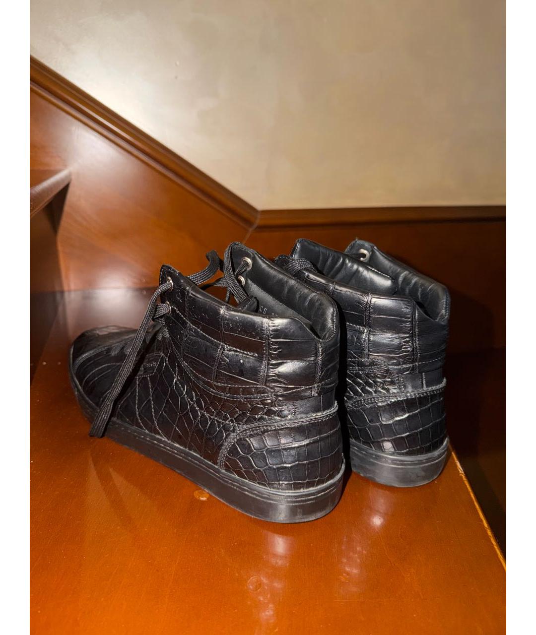 DOLCE&GABBANA Черные кожаные высокие кроссовки / кеды, фото 5