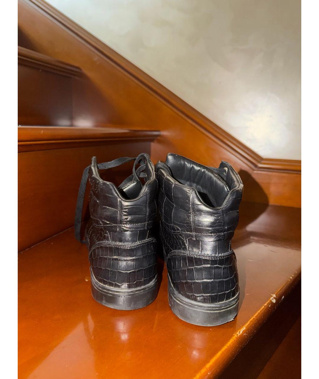 DOLCE&GABBANA Черные кожаные высокие кроссовки / кеды, фото 3