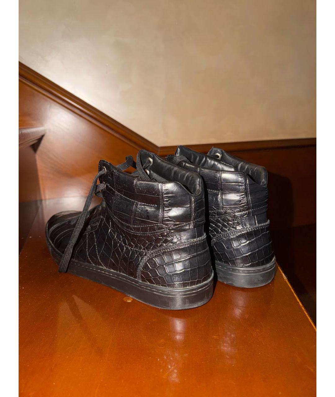 DOLCE&GABBANA Черные кожаные высокие кроссовки / кеды, фото 4