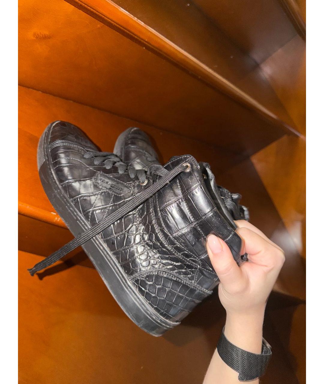 DOLCE&GABBANA Черные кожаные высокие кроссовки / кеды, фото 8