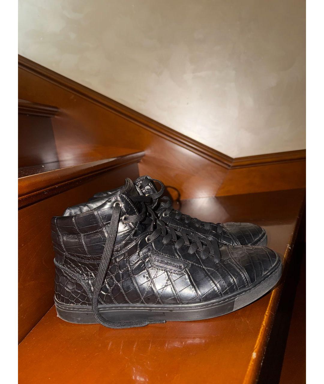 DOLCE&GABBANA Черные кожаные высокие кроссовки / кеды, фото 9