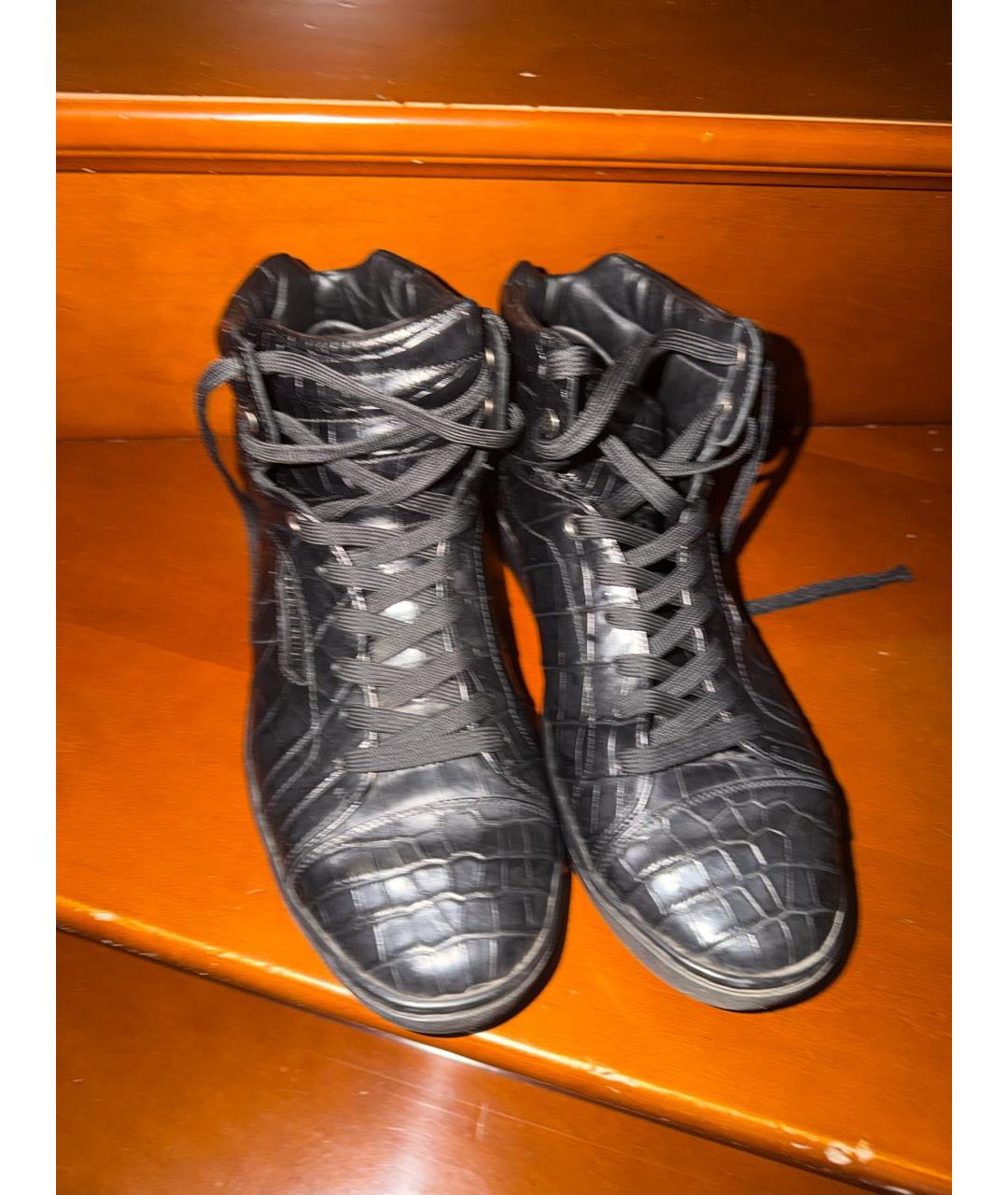 DOLCE&GABBANA Черные кожаные высокие кроссовки / кеды, фото 2