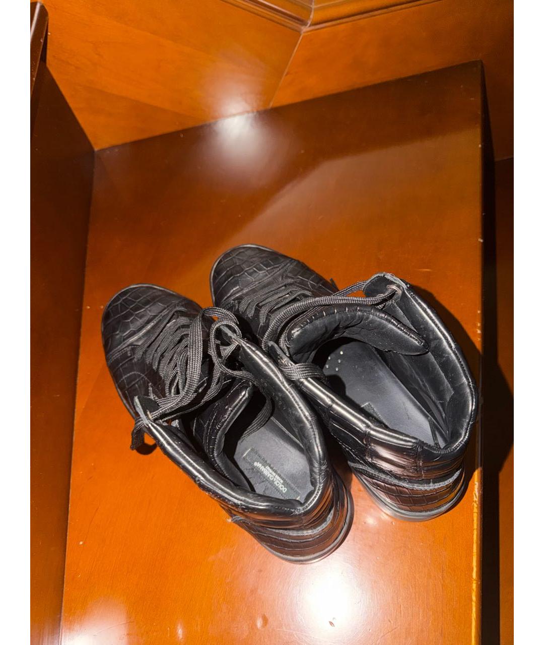 DOLCE&GABBANA Черные кожаные высокие кроссовки / кеды, фото 6