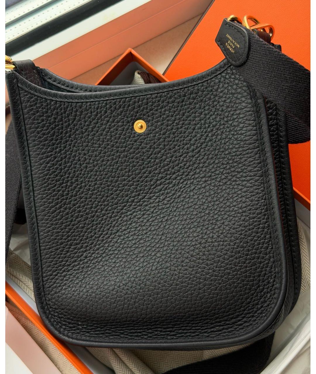 HERMES Темно-синяя кожаная сумка через плечо, фото 4