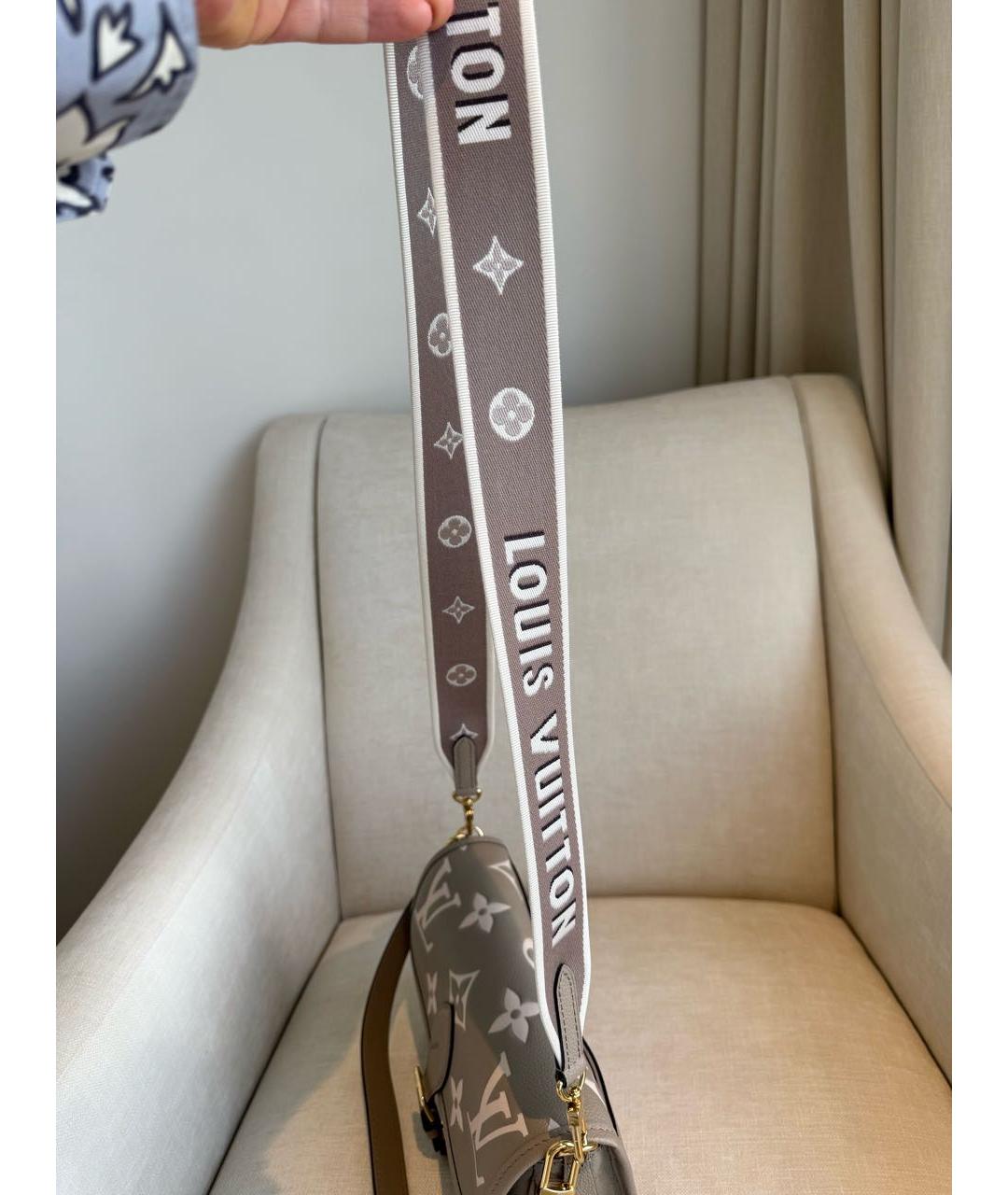 LOUIS VUITTON Серая кожаная сумка через плечо, фото 6
