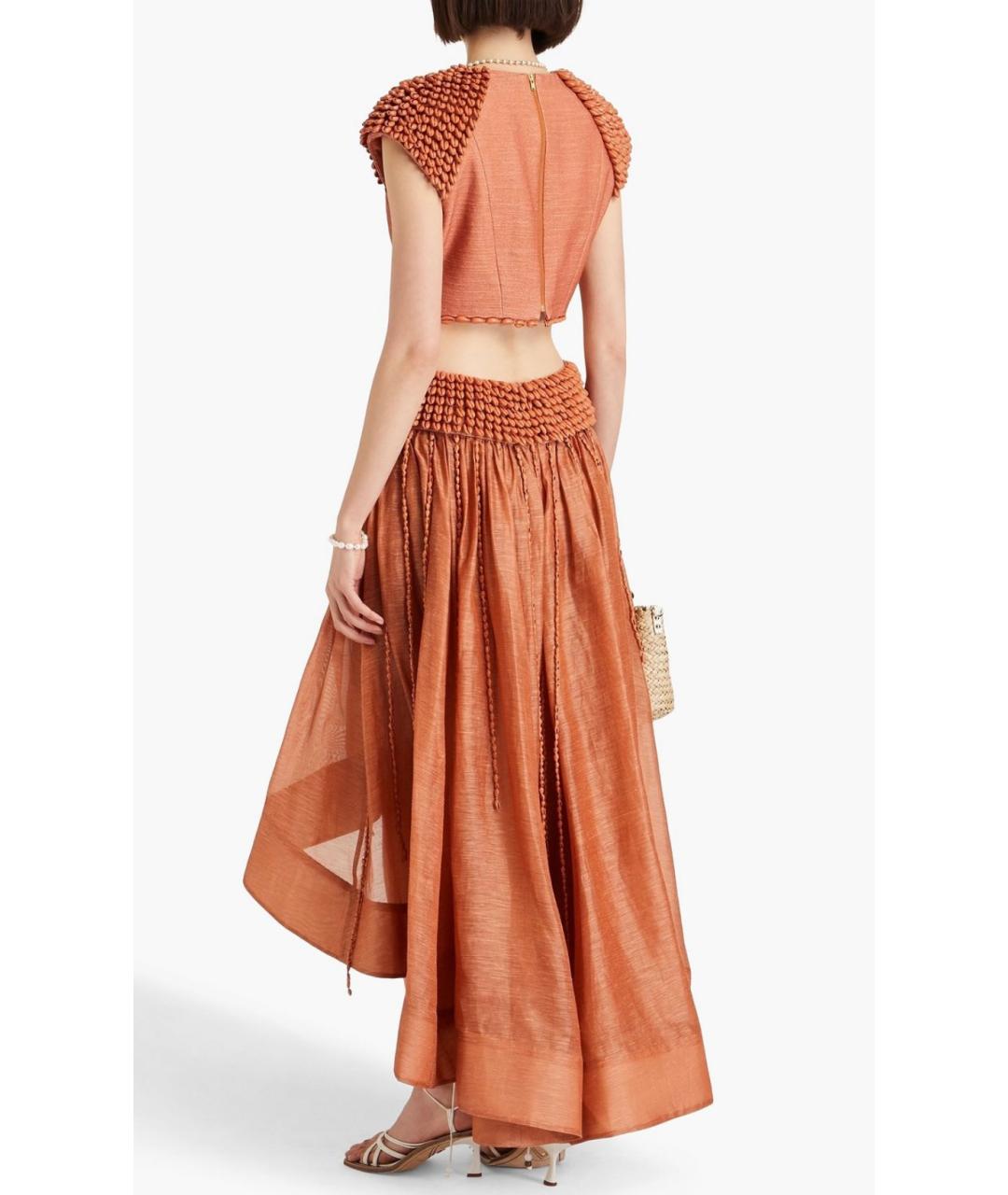 ZIMMERMANN Коричневая шелковая юбка мини, фото 3