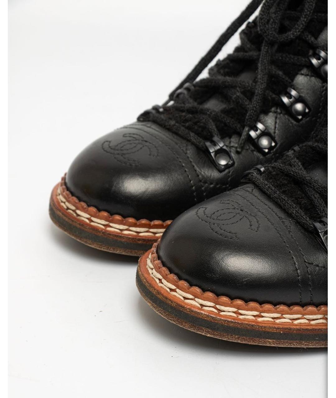 CHANEL Черные кожаные ботинки, фото 2