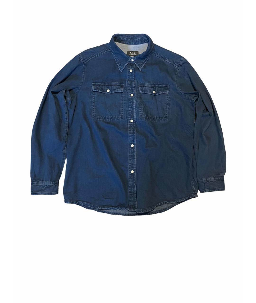 A.P.C. Темно-синяя хлопковая рубашка, фото 7