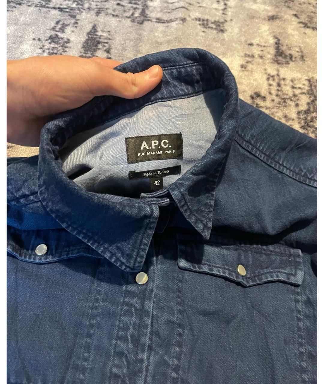 A.P.C. Темно-синяя хлопковая рубашка, фото 3