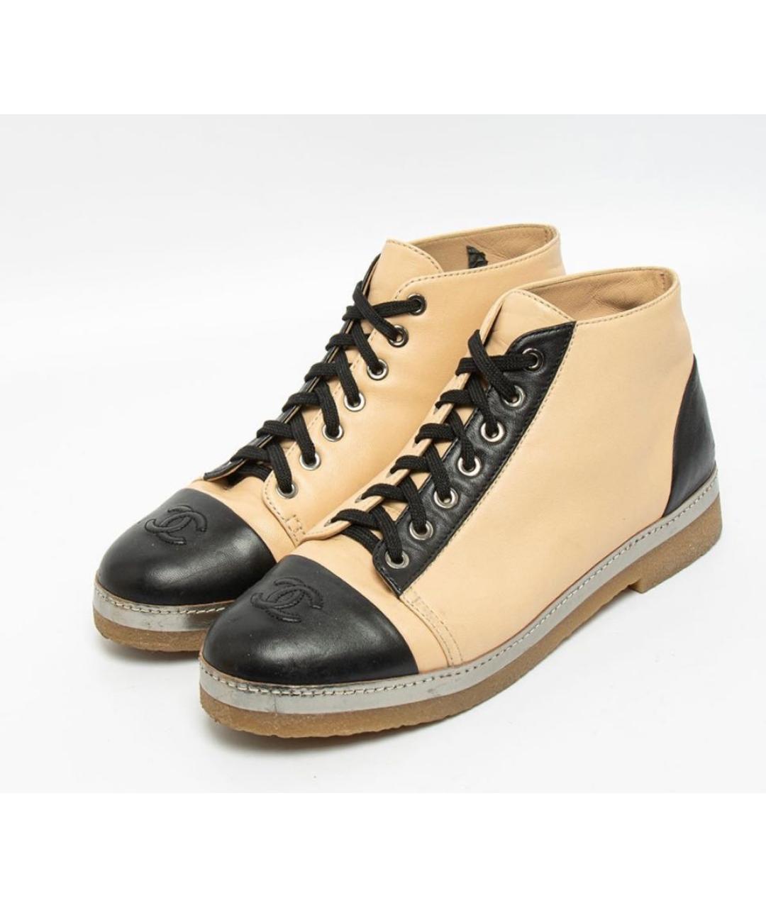 CHANEL Бежевые кожаные полусапоги, фото 3