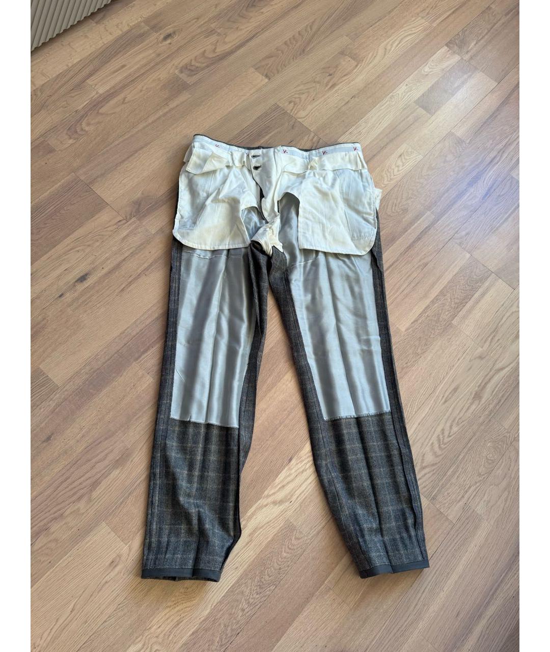 ISAIA Антрацитовые шерстяные классические брюки, фото 3