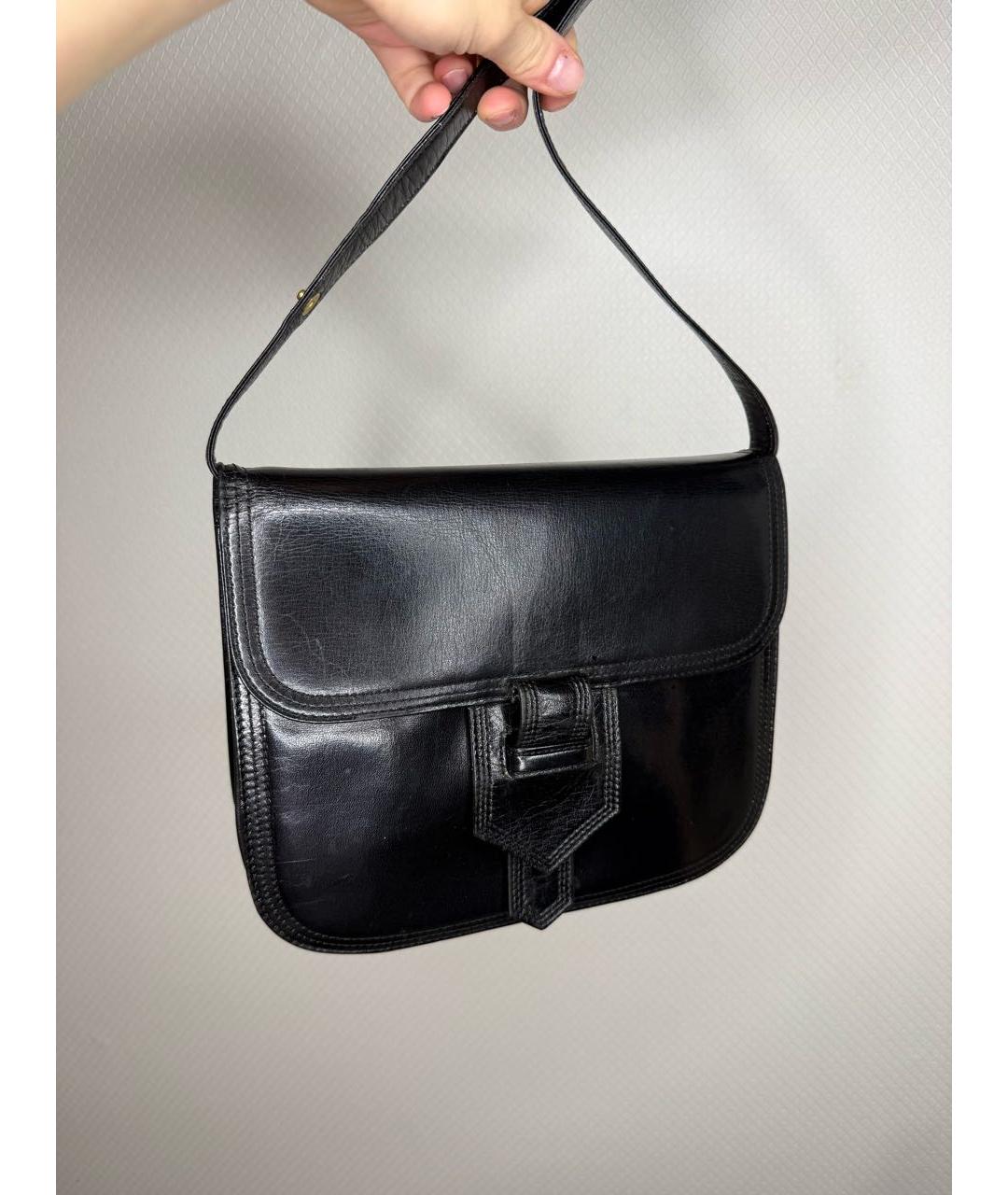 SAINT LAURENT Черная кожаная сумка с короткими ручками, фото 3