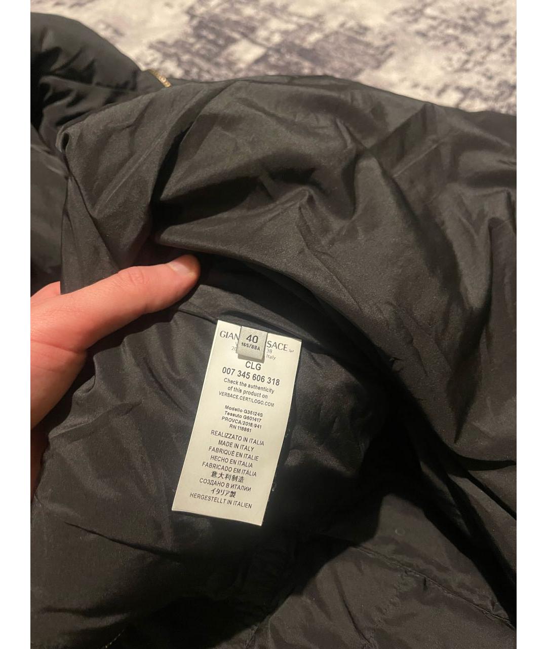 VERSACE COLLECTION Черный полиэстеровый пуховик, фото 7