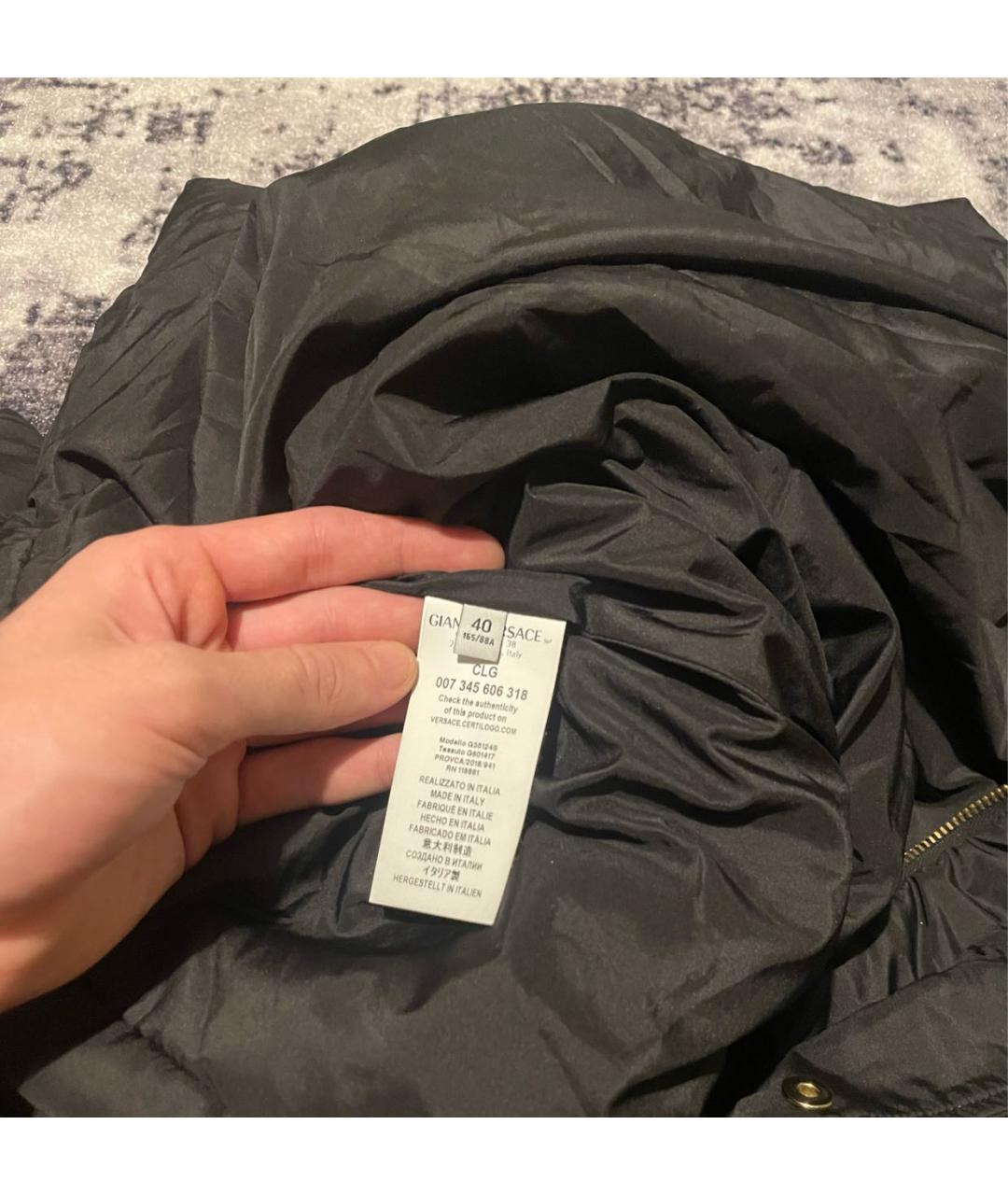 VERSACE COLLECTION Черный полиэстеровый пуховик, фото 8