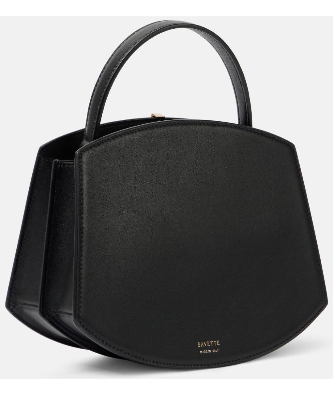 Savette Черная кожаная сумка с короткими ручками, фото 5