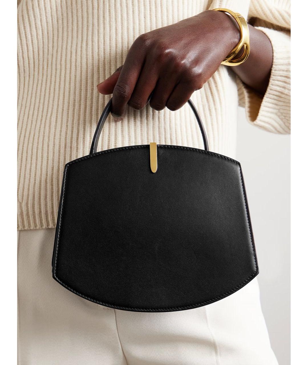 Savette Черная кожаная сумка с короткими ручками, фото 8