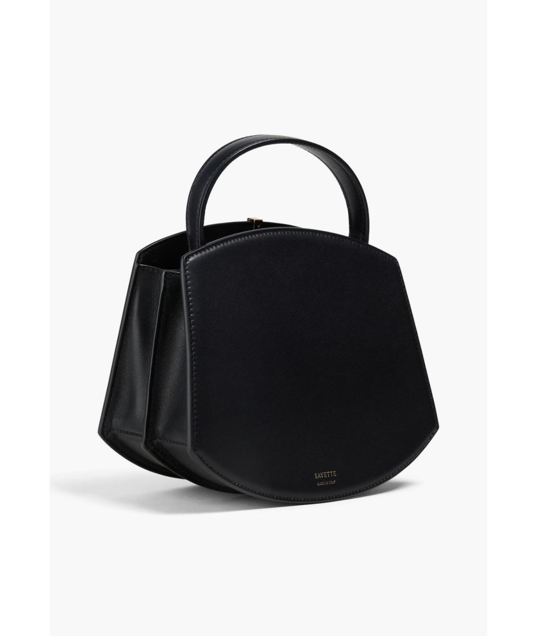 Savette Черная кожаная сумка с короткими ручками, фото 3