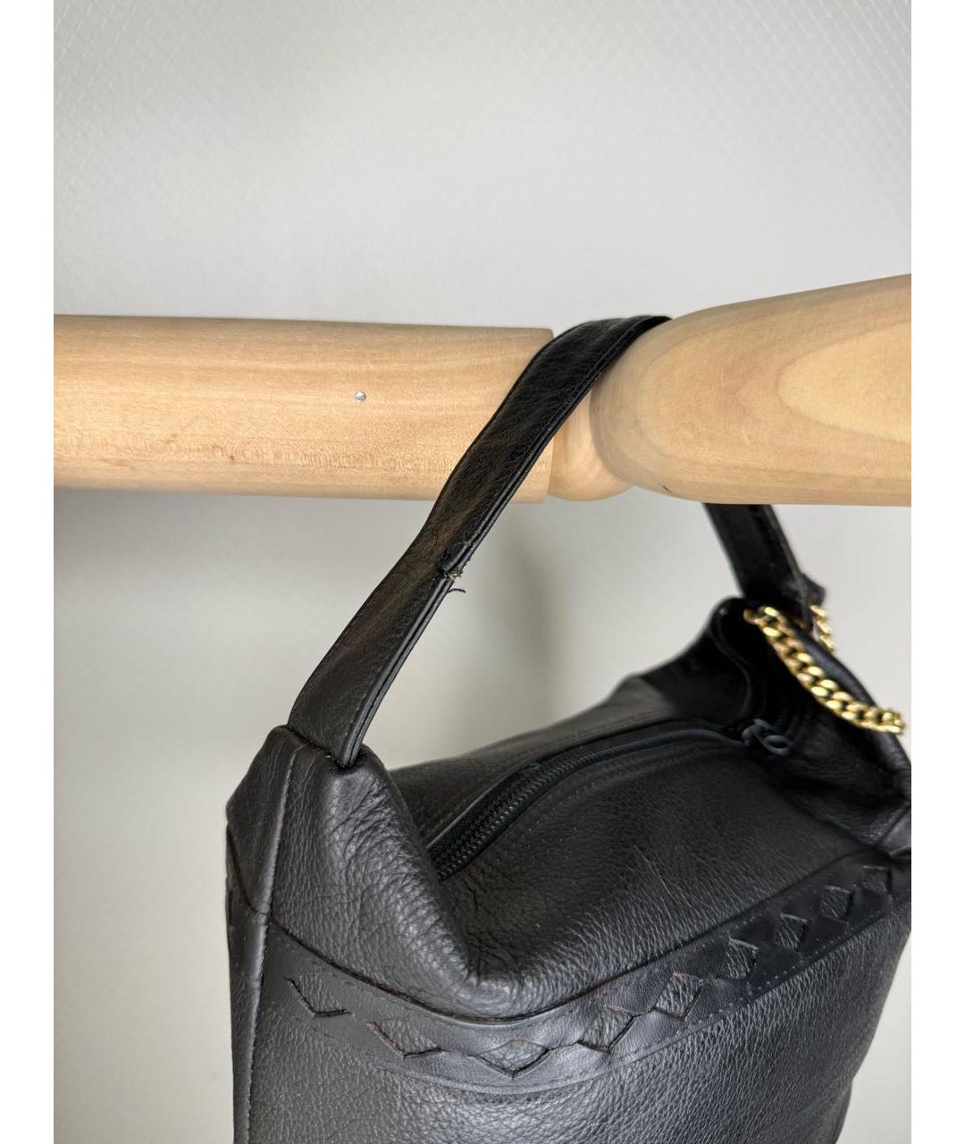 SAINT LAURENT Черная кожаная сумка с короткими ручками, фото 4
