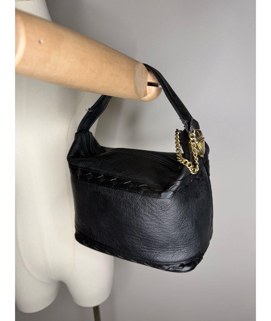 SAINT LAURENT Черная кожаная сумка с короткими ручками, фото 2