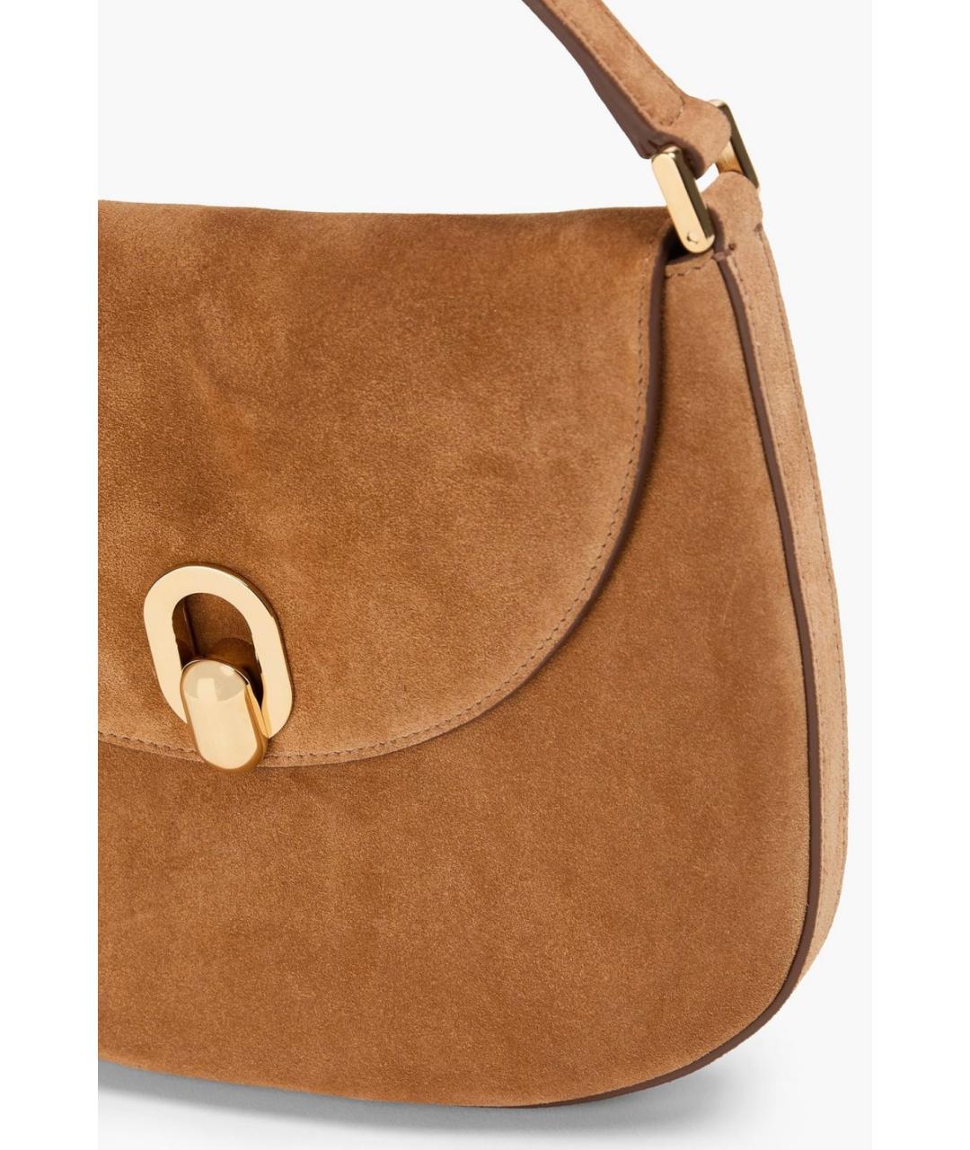 Savette Коричневая замшевая сумка с короткими ручками, фото 5