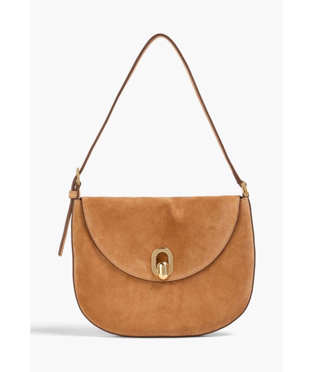 Savette Коричневая замшевая сумка с короткими ручками, фото 6