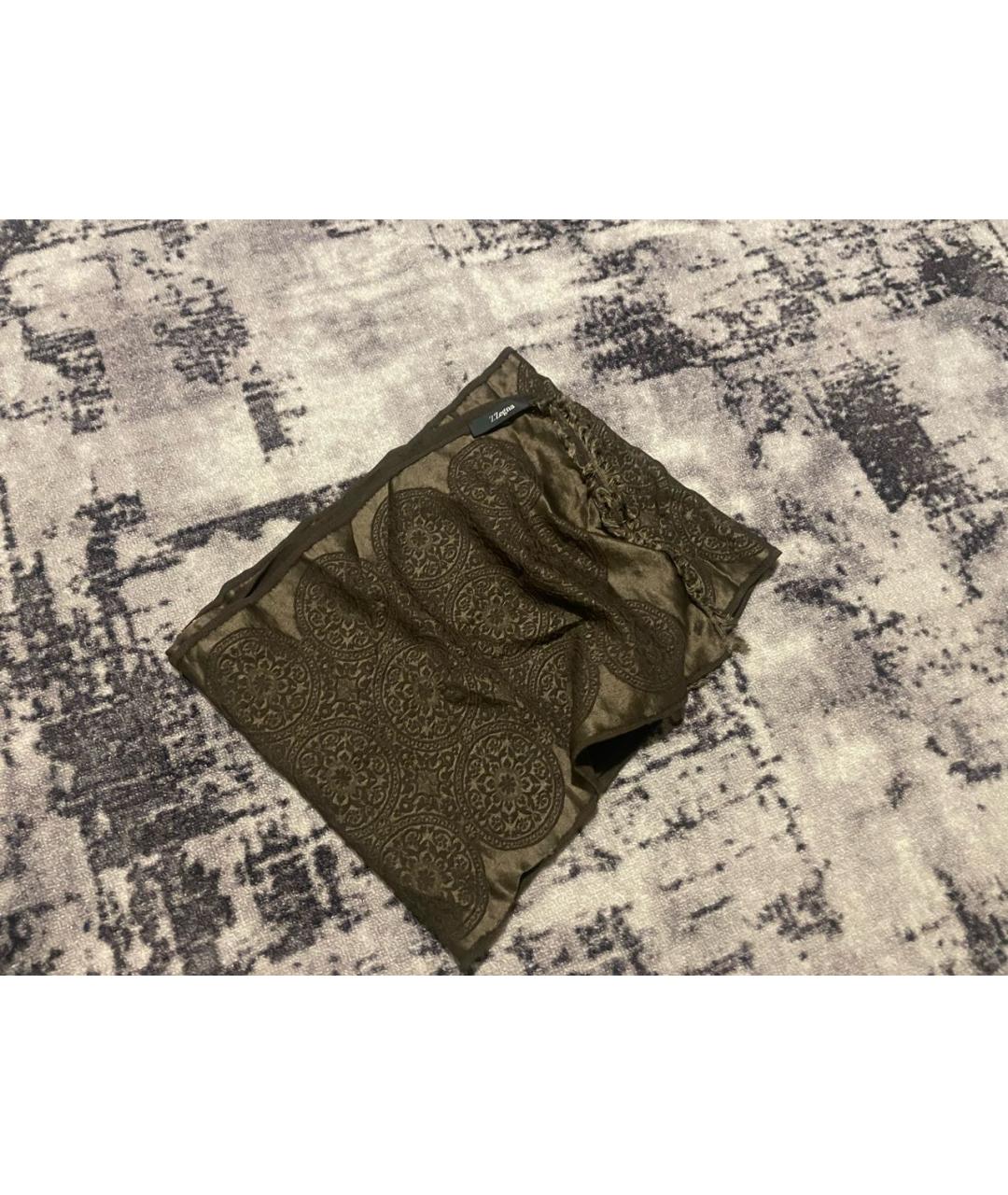 ZZEGNA Коричневый шелковый шарф, фото 6