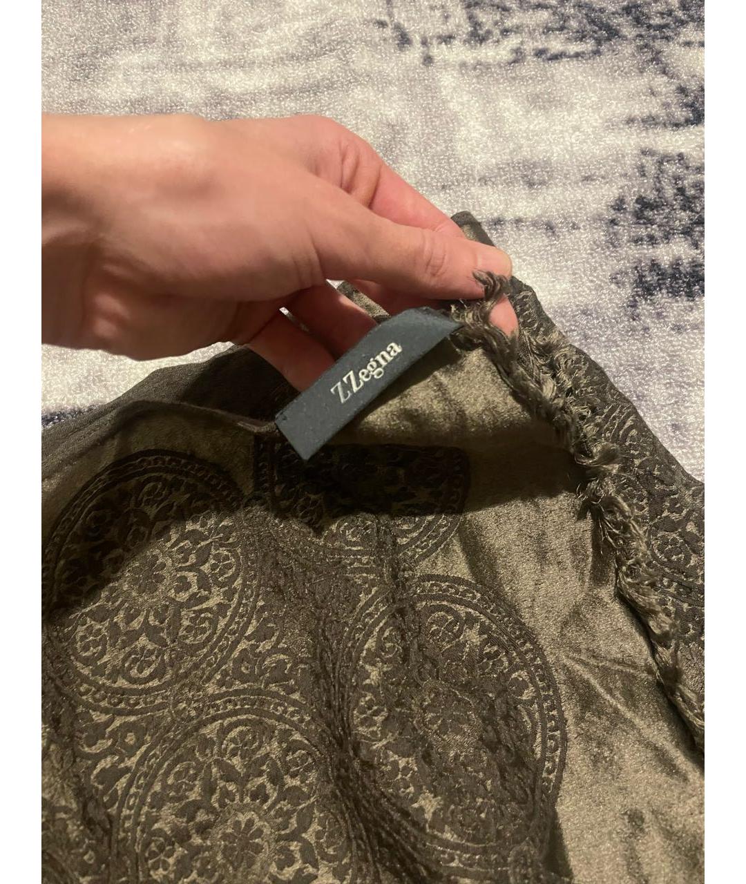 ZZEGNA Коричневый шелковый шарф, фото 4