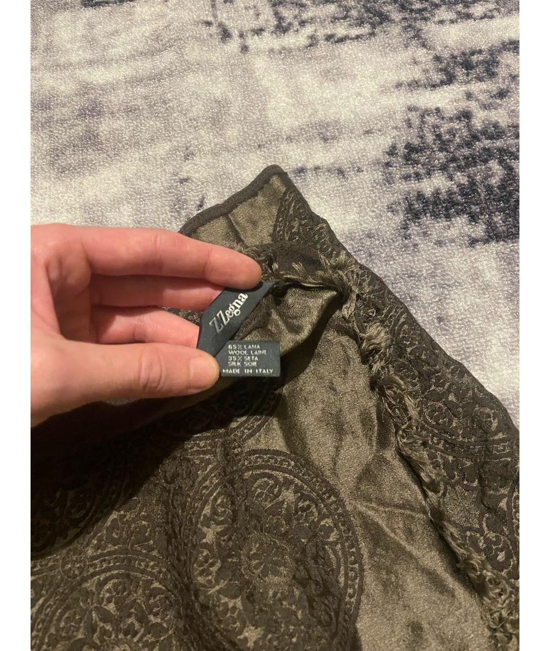 ZZEGNA Коричневый шелковый шарф, фото 5