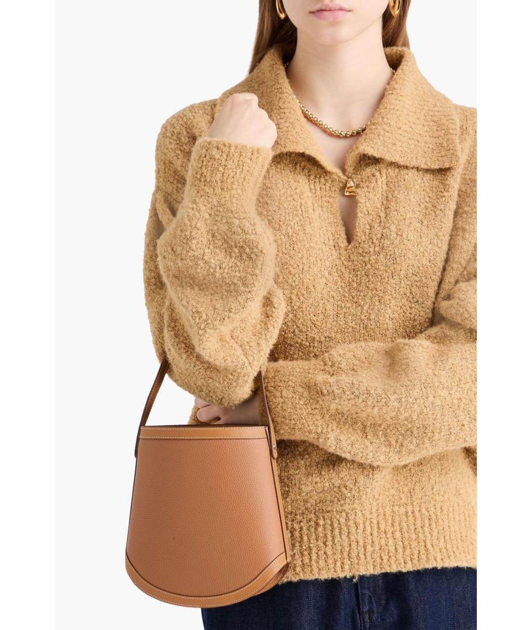 Savette Коричневая кожаная сумка с короткими ручками, фото 2