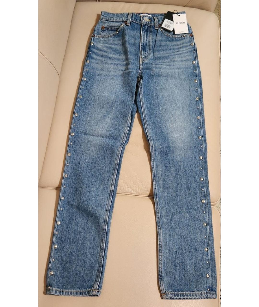 RE/DONE Синие хлопковые прямые джинсы, фото 4