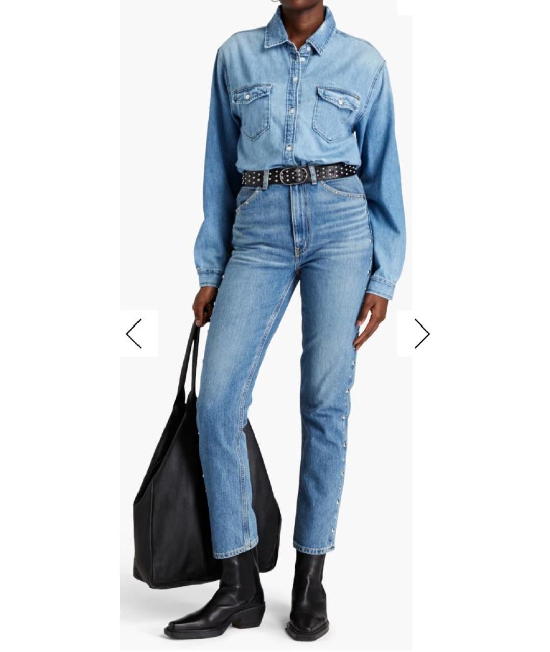 RE/DONE Синие хлопковые прямые джинсы, фото 5